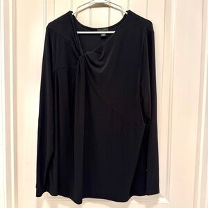 Halogen Women’s Long Sleeve Top Black Asymmetrical Knot Size 3X